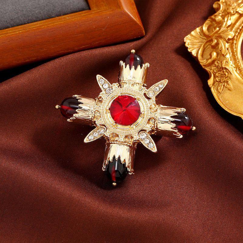 

Fashion Complex Antique Vintage Style Gorgeous Baroque Court Crown Men and Women Suit Brooch Baroque Style Brooch-Magic Flame Cross