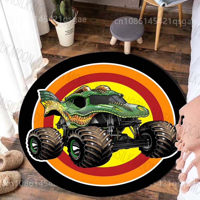 Multiple sizes Monster Truck Print Round Carpet for Living Room Bedroom Table and Chair Sofa Home Decor Area Rug Luxury Gift