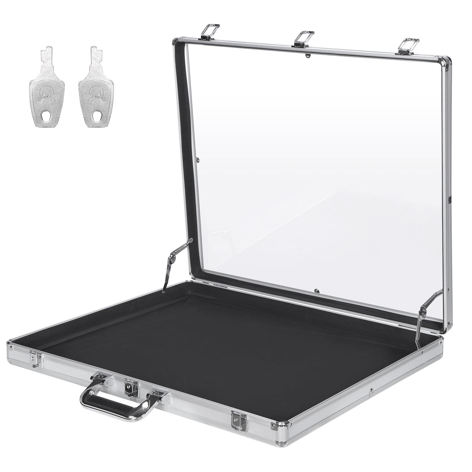Portable Trade Show Display Case Large Aluminum Tabletop Clear Acrylic Showcase Lockable with Handle for TCG/Jewelry Collection
