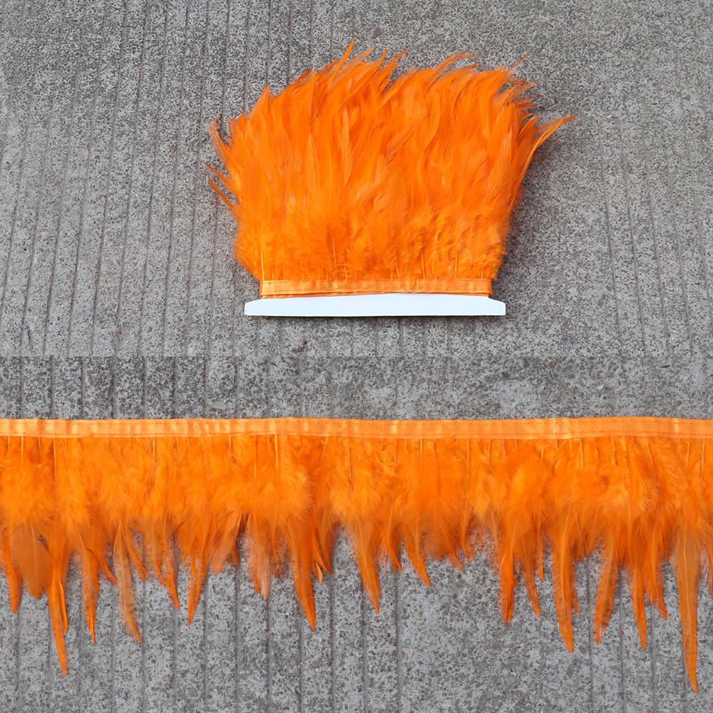 Feather5 10Meters Rooster Feather Trim 8-13CM Colored Chicken Feathers Ribbon  3-5" Saddle Pheasant Feathers Trim Fringe