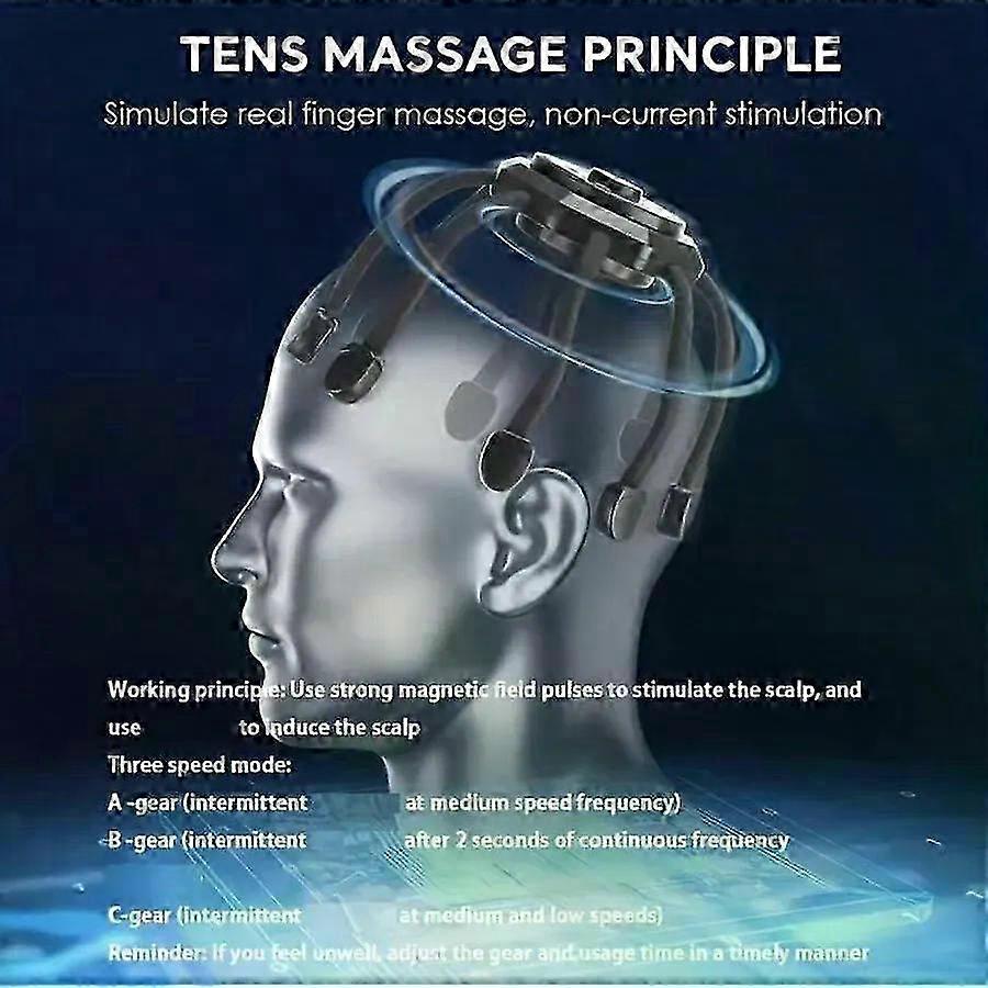 Electric Scalp Massager With 3 Modes - Portable 360 Degree Head Massager With 8 Finger Tips, Deep Relaxing And Stress Relief 25-26