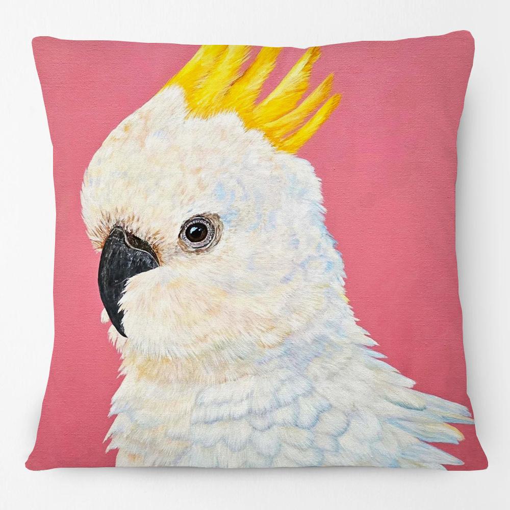 Australia Native Birds Parrots Maggie Black Cockatoo Honeyeater Print Cushion Cover Sofa Decor Pillow Case