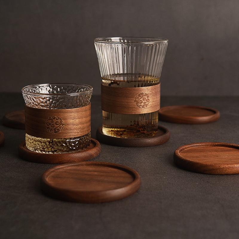 Tee Kaffeetasse Pad Tischsets Dekor Walnuss Buche Holz Untersetzer langlebig hitzebeständig quadratische Getränkematte Schüssel Teekanne