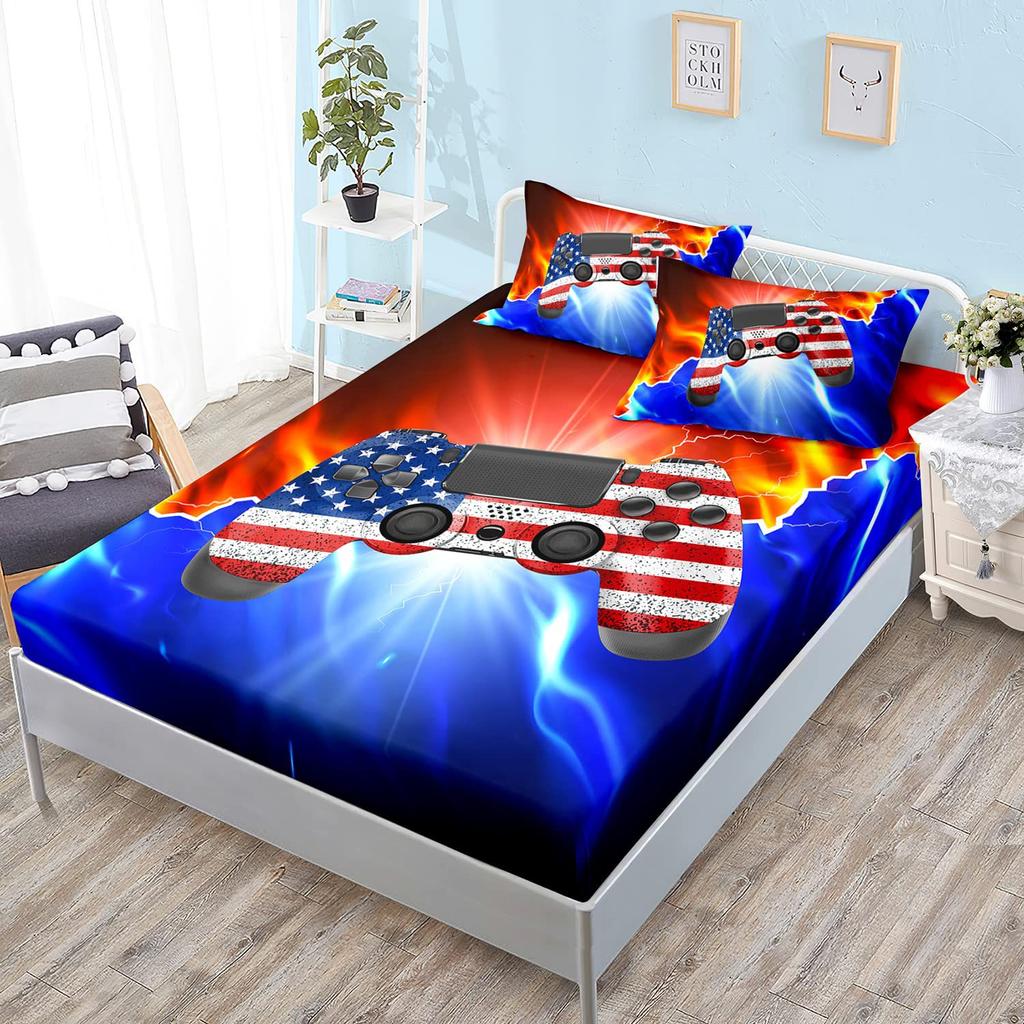 Color Star Theme Pattern Mattress Three-Piece Digital Printing Bedding Set Adult Children