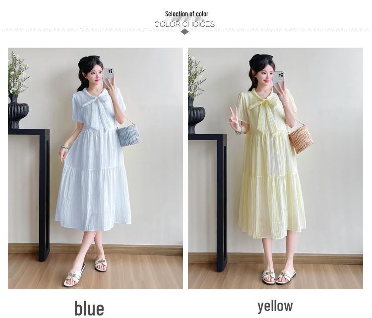2026 Korean Style Loose Slimming Plus Size Maternity Midi Dress for Summer