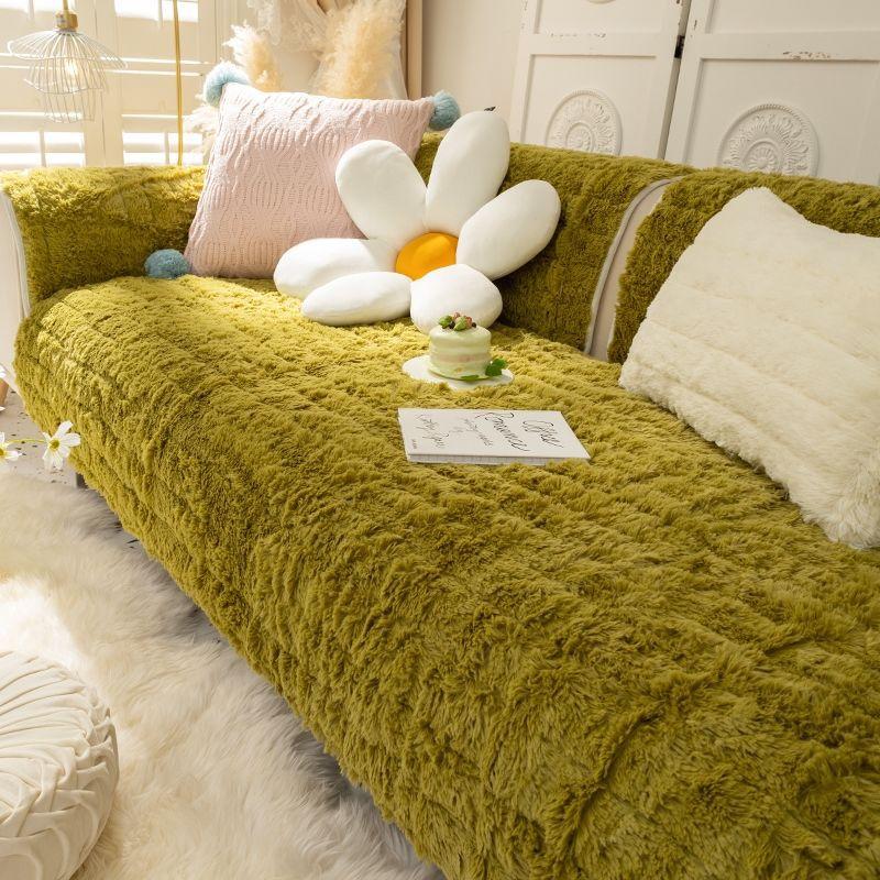 Winter-Ledersofakissen, verdickter Plüsch, rutschfester Bezug, für alle Jahreszeiten, universeller Winter, leichtes Luxus- und Schlichtheitskissen