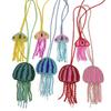 RTS-6 Handmade Rhinestone Pearl Beaded Jellyfish Appliques Hanging Rope Patches Crystal Bag Lanyard Patch with Tassel
