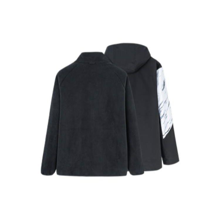 Anta Comprehensive Training Series Full-Print Logo Zippered Three-In-One Hooded Jacket Men Outerwear Black 952247670-3