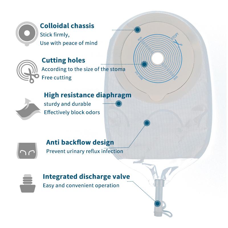 10 Pcs Drain Valve One-Piece System Colostomy Bags For Adults Disposable Colostomy Pouch Opening 20-65Mm With Clip Closure