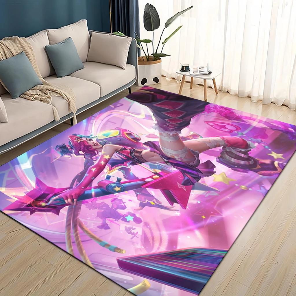 2025 New LOL Jinx League of Legends Game Carpet Rug for Living Room Bedroom Home Sofa Decoration,Kids Play Non-slip Floor Mat