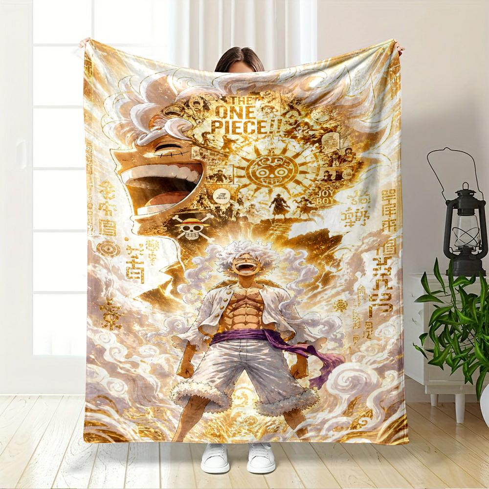 One Piece Luffy Nika Joy Boy Gold Anime Fans Soft Cozy Blanket for Bedroom Sofa Gift