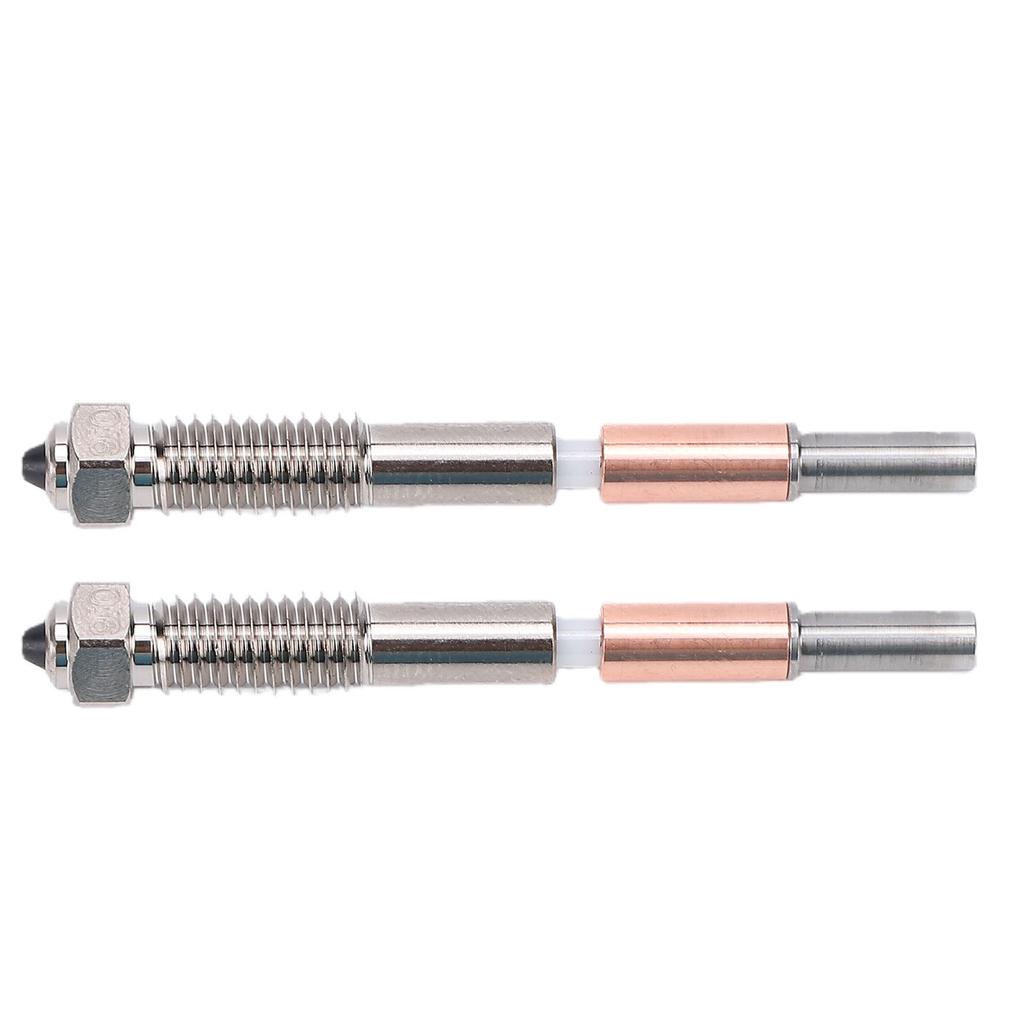 2PCS Bimetal Nozzle Replacement for QIDI Q2 Q2C 3D Printer 0.6mm Hardened Steel Nozzle with Ceramic Throat Tube High