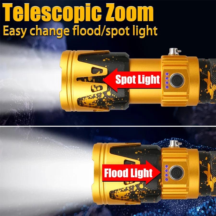 535 Tactical Led Flashlight- Rechargeable Zoomable Waterproof L ong-Range Fishing Torch with Ignition Lens for Fishing & Outdoor