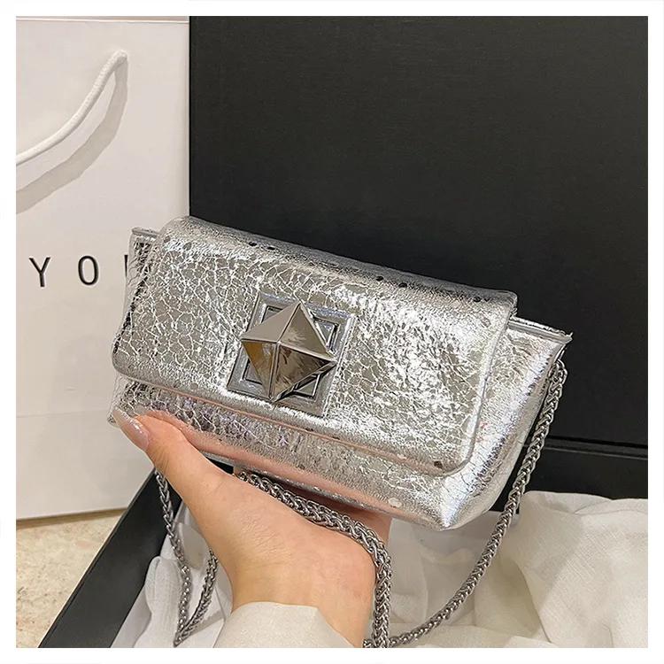 

Модная блестящая сумка на цепочке для женщин, сумка для мобильного телефона, модная универсальная сумка через плечо для женщин, сумки через плечо, обеденные сумки one size серебряный