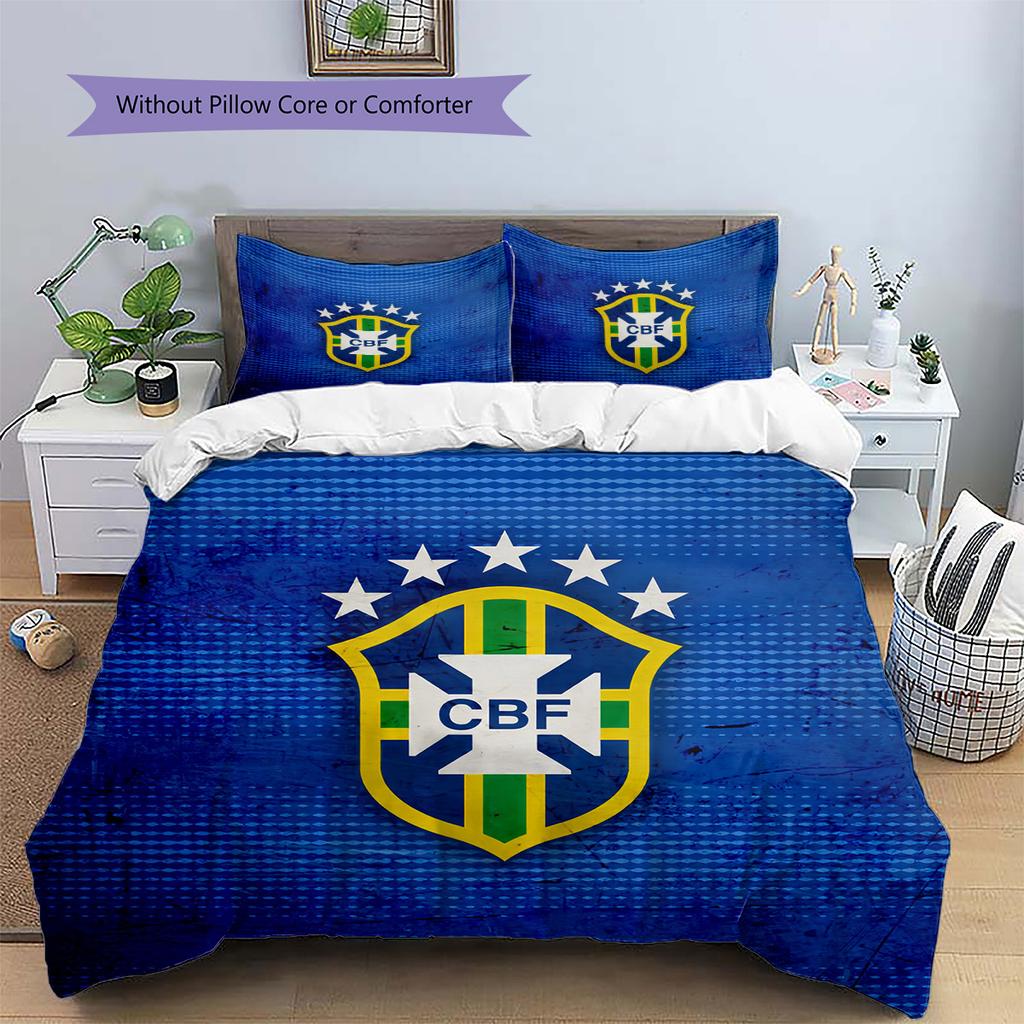 Brazil national football team  Pattern Bedding Quilt Set  Home Decoration  Gift (1 * duvet cover + 2 * pillowcase  without core)