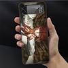 Luxus Hülle Für Samsung Galaxy Z Flip 4 3 5G Schwarz PC Hart Handyhüllen Mode Rückseite ZFlip Funda Chainsaw Man Anime Makima