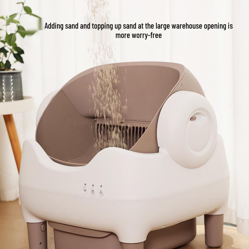 Automatische Smarte Katzenklo-Box - Spritzschutz, Leicht zu reinigen, Große elektrische Toilette mit Kot-Schaufel