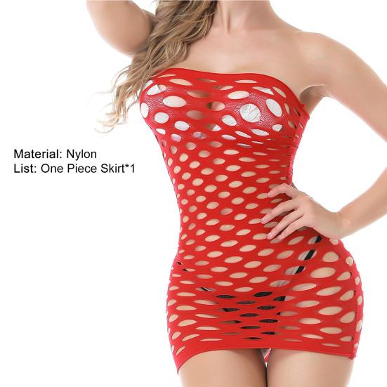 Off Shoulder Skinny Nightwear Dress Good Elastic Sexy See-through Hollow Holes Mini Dress Female Clothing