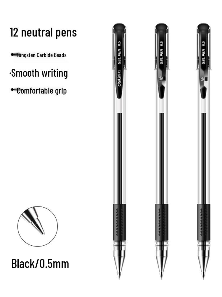 Deli Neutral Large Capacity 0.5mm Black & Red Ballpoint Pen for Students