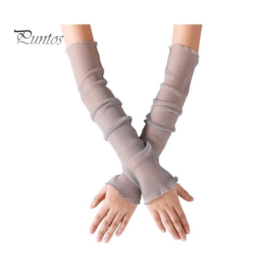 Damskie przezroczyste rękawy z siateczki, długie, ultracienkie koronkowe rękawiczki bez palców, ochrona przed promieniowaniem UV, chłodząca siateczka, tiul, rękawy z filtrem przeciwsłonecznym na zewnątrz