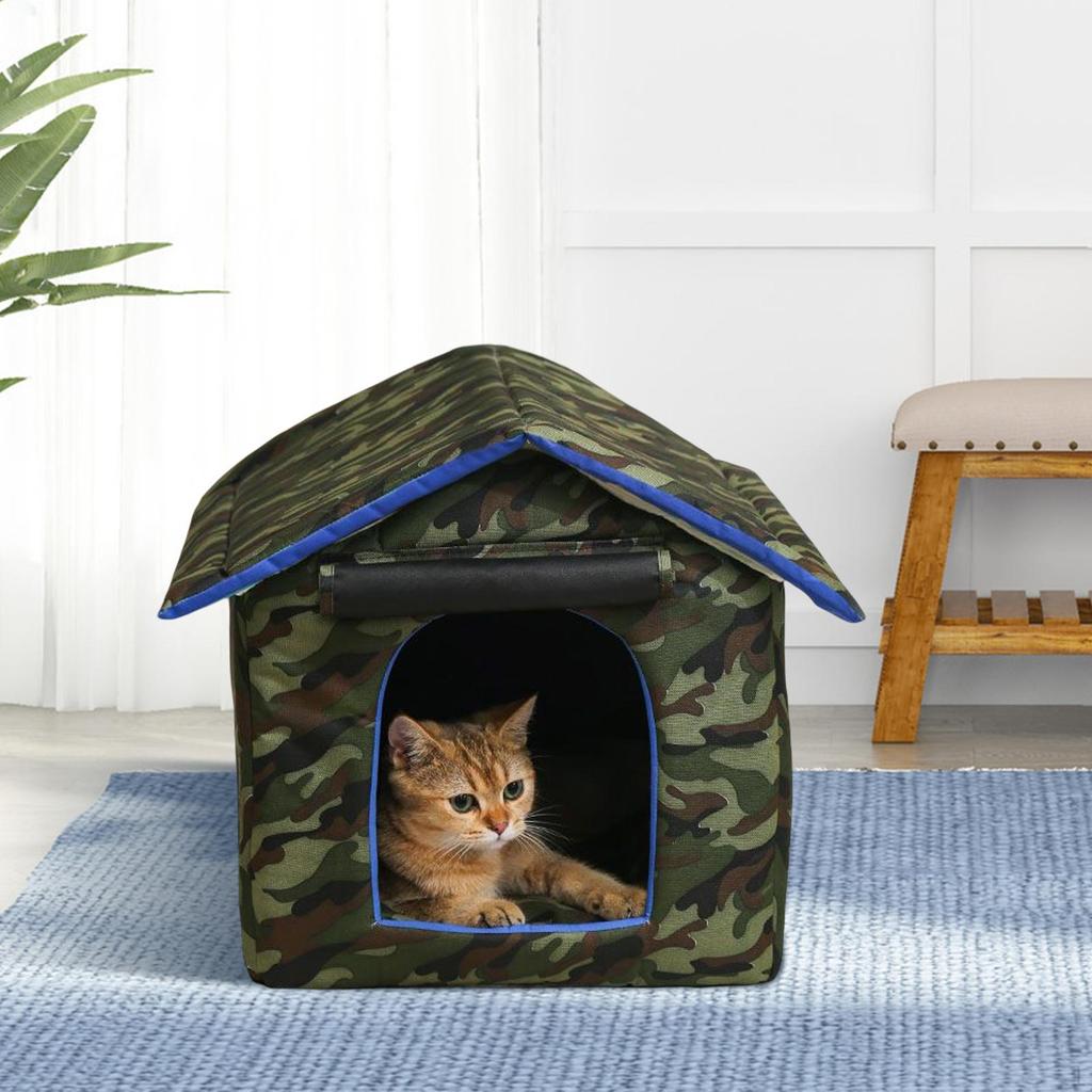 Enclosed Outdoor Pet House Nest with Thickened Sponge Mat Animal Tent Rainproof Anti Slip Bottom