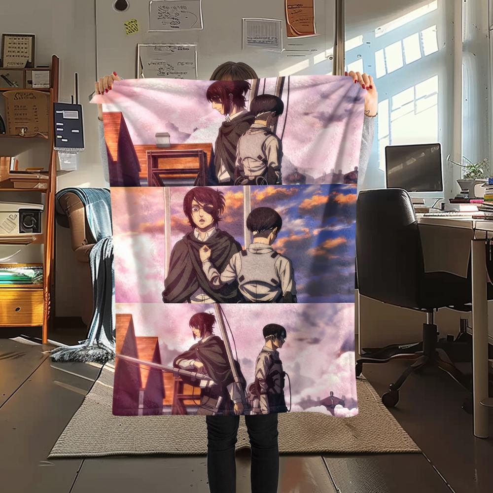 1PC Attack on Titan Print Flannel Blanket, High quality All Seasons, Home Decor, Warmth and Comfort, Perfect for Christmas Gifts