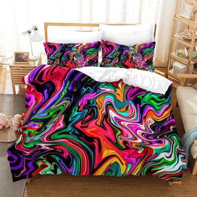 3Pcs Single-Sided Printed Series Colorful Pattern Duvet Cover Beddingset Comfortable Breathable Sheet Comforterble  Bedding Set