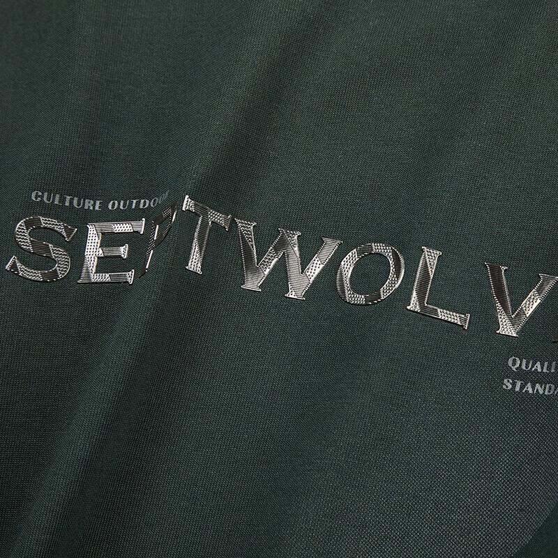 Qipilong Herren Anti-Bakterielles Kurzarm-T-Shirt mit Wolfsdruck