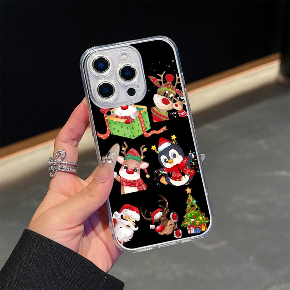 Ae109 Happy New Year Merry Christmas art Magsafe Transparent Cases for Samsung S23 S24 Ultra S21 iPhone 16 Pro Max Magnetic Wireless Charge Back Cover