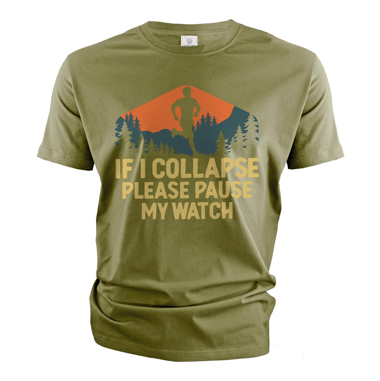 Funny running T-shirt jogging runner track tee shirt if I collapse pause my watch gift tee L