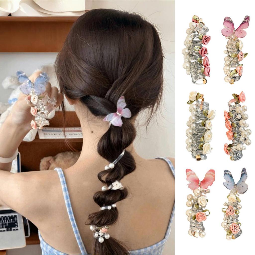 Elastic Spiral Sârmă Telefon Bentiță Legături de Păr Fluture Floare Perle Drăguț Dulce Corzi de Păr Accesorii Versatile pentru Coafură