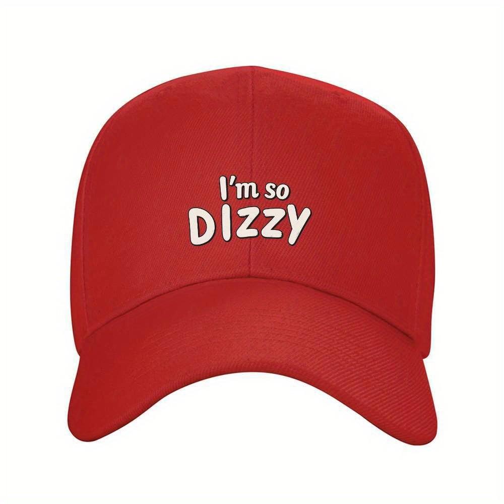 Dizzy Letter Print Baseball Cap Unisex Solid Color Adjustable Outdoor Travel Hat One Size