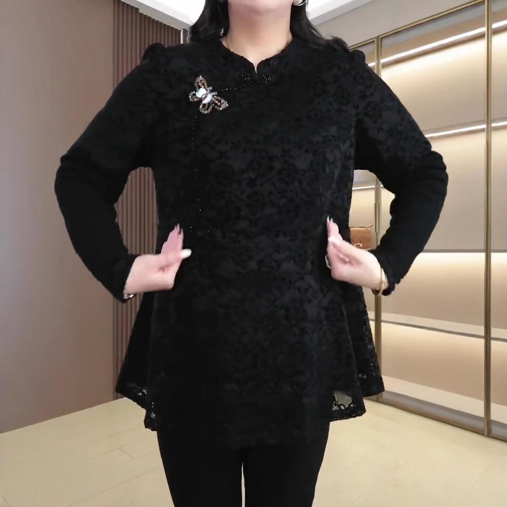 Blusa de Encaje con Mariposas de Talla Grande para Mujer Primavera/Verano 2025