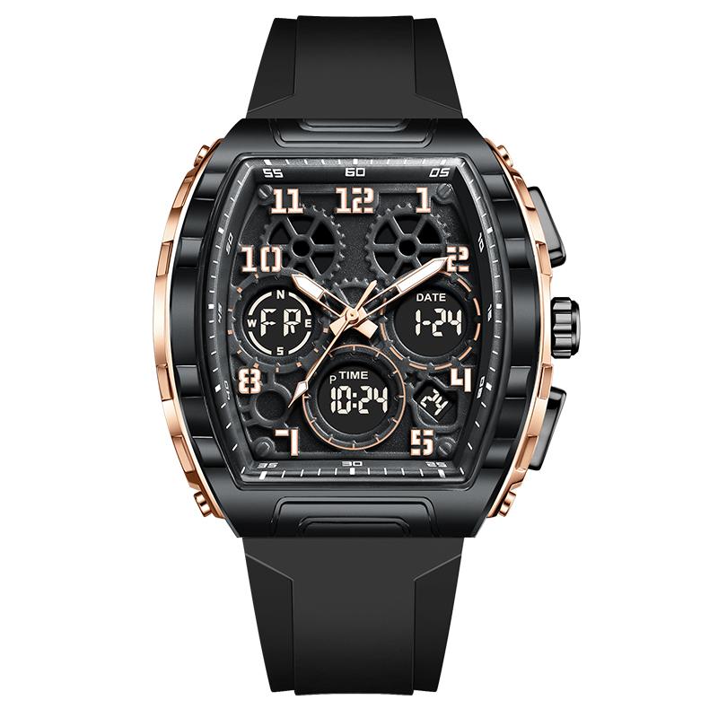 

New Red Silicone Square Watch For Men Fashion Military LED Backlight Chronograph Male Waterproof Watches Reloj Hombre+BOX