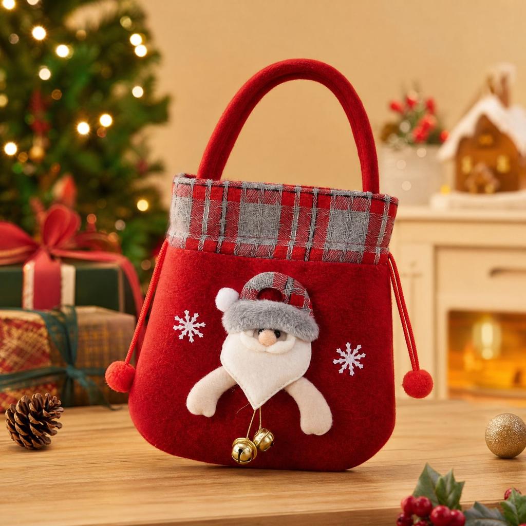 Christmas Gift Bags with Bells for Kids, Candy Bag, Holiday Party Bags