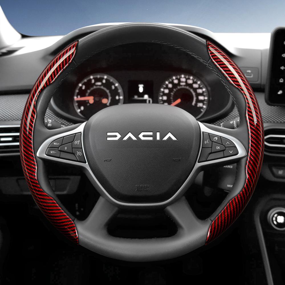 vcxja9 Suitable for Dacia Carbon Fiber Texture Steering Wheel Cover with Segmented Quick-Release Design, Durable, Compatible with Models Such as