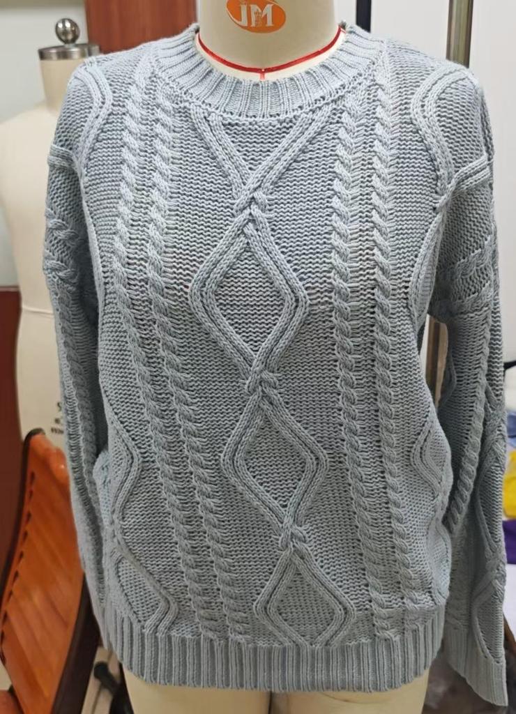 2026 Women's Plus Size Casual Loose Knit Sweater: Solid Color, Round Neck, Autumn/Winter