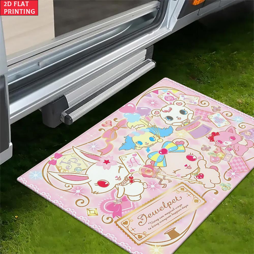 Kawaii Cute Magical Animal Doormat, 2D Print Non-slip Floor Mat,Pink Sweet Entrance Rug for Girls Bedroom Living Room Decor Gift