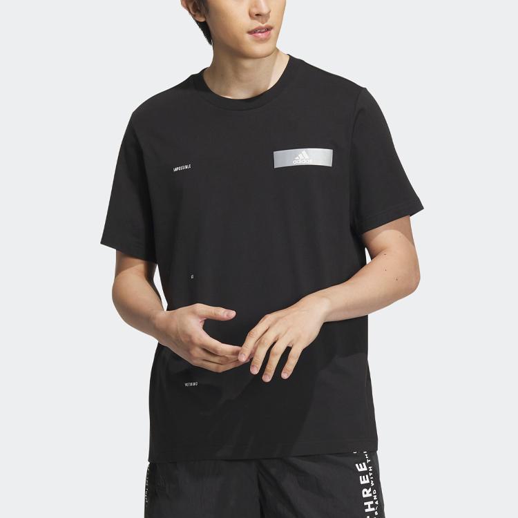 Adidas Tech Ref Tee Logo Print Casual Round Neck Short Sleeve T-Shirt Men Tops Black IA8095