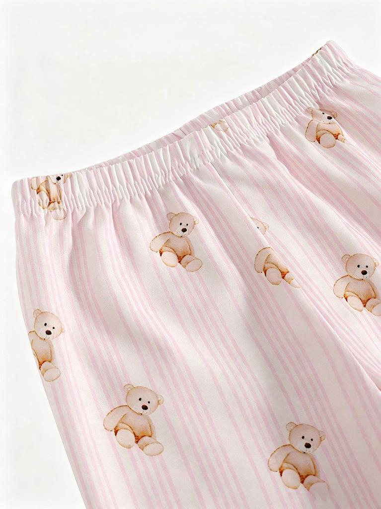 Baby Girls Bear Print Pajama Set, Long Sleeve Top & Pants, Soft  Sleepwear for 6M-3T Toddlers