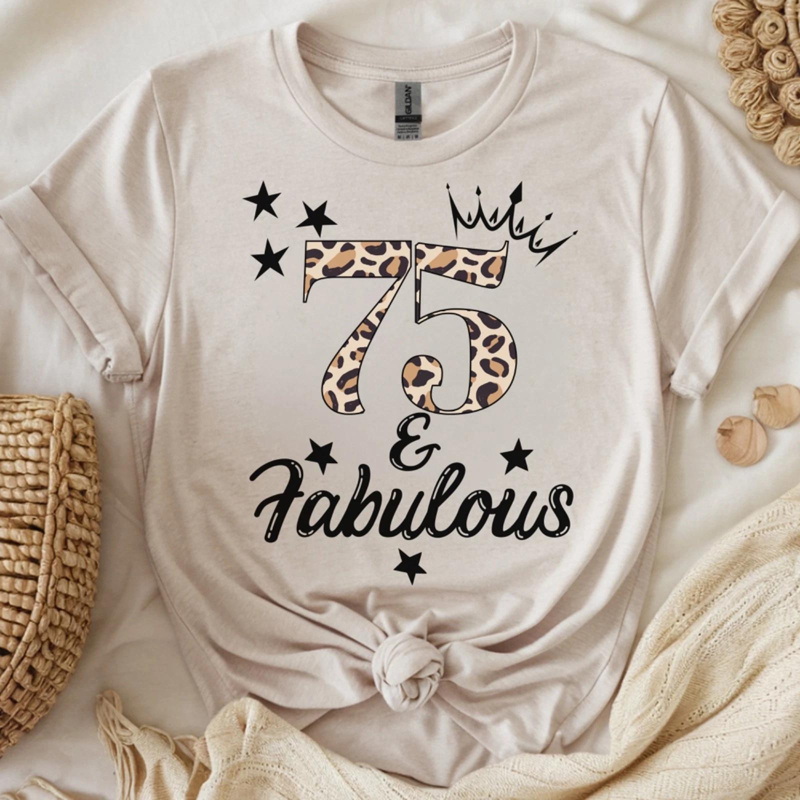 75 and Fabulous Short-Sleeve Unisex T-Shirt, Grandma 75th Birthday Tee XL
