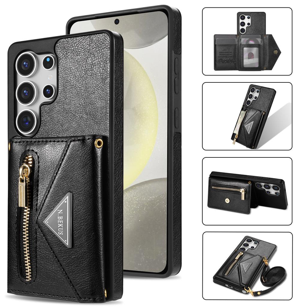 Samsung S24ultra S23 A53 Crossbody Card Holder Phone Case with Zipper Pocket and Lanyard