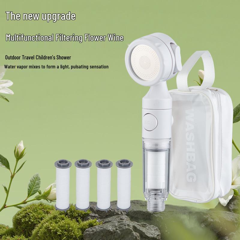 Lotus Head Universal Travel Shower Filter - Powerful Mini Showerhead for Hotels