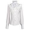 Camicia Gotica Vittoriana da Donna in Tessuto di Lino con Design Arricciato per Cosplay e Spettacoli Teatrali