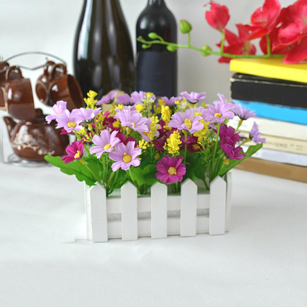 1 Bouquet Artificial Flowers Wooden Fence Garden DIY Stage Party Stage Decor Christmas Ornament