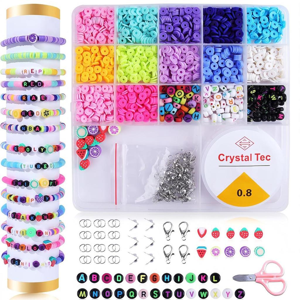 Kit Friendship Kit, Polymer Beads Letter Beads Fruit Diy Soft Pottery Clay Beaded Bracelet Making