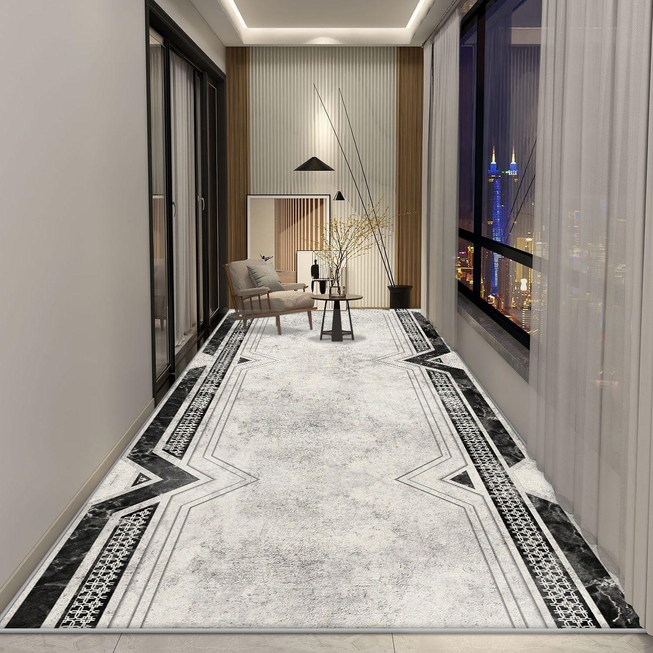 

Белый Мраморный Ковер-Дорожка для Длинного Коридора Скандинавская Роскошная Декорация Гостиная Нескользящий Ковер для Прохода Холл Отеля Лестница Моющиеся Коврики 160*200cm