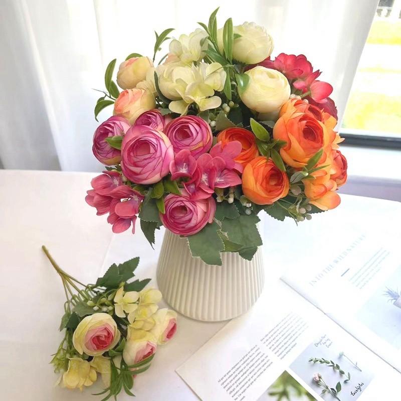 Nordic Rose Spring  Tea Bud Embroidered Ball Small Handle Flower Simulated Flower Silk Flower Wedding Photography Home Decoration Hand-held Flower
