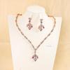 Elegant Fan-shaped Necklace and Colorful Zircon Earrings Set for Women - Gold-plated Copper