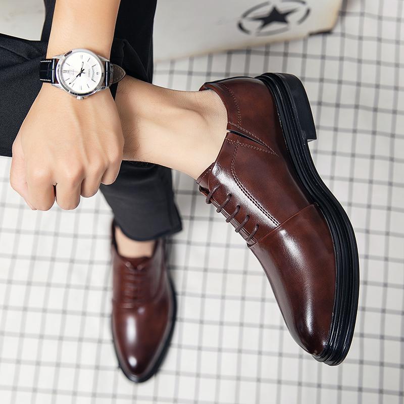 Brand Classic Derby Shoes Leather Man Business Dress Office Leather Shoes Flats Men Fashion Wedding Party Suit Club Shoe Vintage